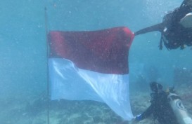 17 Penyelam Mengibarkan Bendera di Dalam Laut Kawasan Pulau Bando