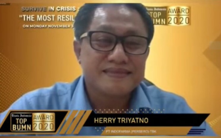 Direktur Keuangan PT Indofarma (Persero) Tbk Herry Triyatno dalam acara penghargaan Top BUMN Award 2020 yang diselenggarakan oleh Bisnis Indonesia. - Istimewa