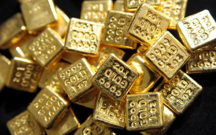 Emas batangan 24 karat ukuran 1oz atau 1 ons, setara 28,34 gram. Harga emas terus berada dalam tekanan seiring dengan rebound dolar AS yang menempatkan emas di jalur untuk awal terburuk dalam satu dekade. - Bloomberg