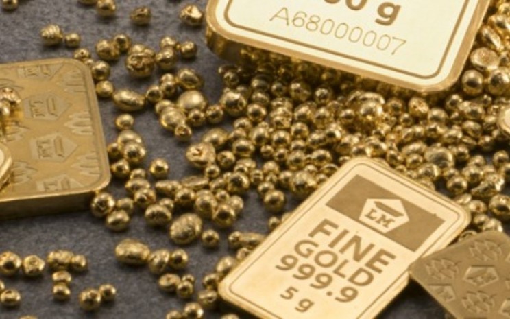 Emas batangan cetakan PT Aneka Tambang Tbk. Harga emas 24 karat Antam dalam sepekan terakhir mengalami penurunan. - logammulia.com