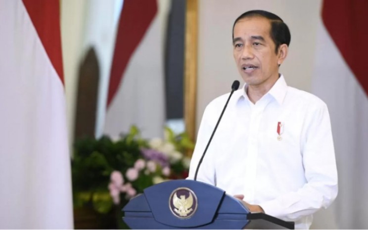 Presiden Joko Widodo dalam keterangan resmi tentang UU Omnibus Law Cipta Kerja pada Jumat, 9 Oktober 2020, di Istana Kepresidenan Bogor, Jawa Barat.  - BPMI Setpres