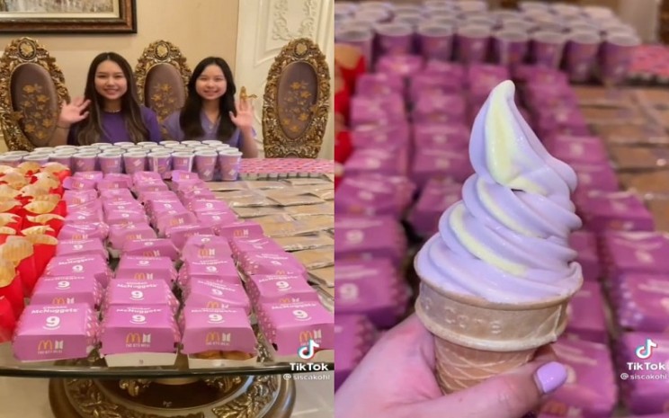 Sisca Kolh, Crazu Rich TikTok, mengunggah video dirinya memborong BTS Meal dan membuat es krim dengan rasa saus Cajun dan Pedas Manis - Tiktok: Sisca Kohl 