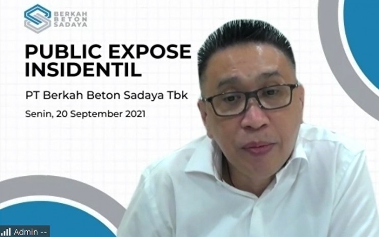 Direktur PT Berkah Beton Sadaya Tbk. (BEBS) Pio Hizkia Wehantouw dalam paparan publik insidentil, Senin (20/9 - 2021). Bisnis/Annisa Saumi.