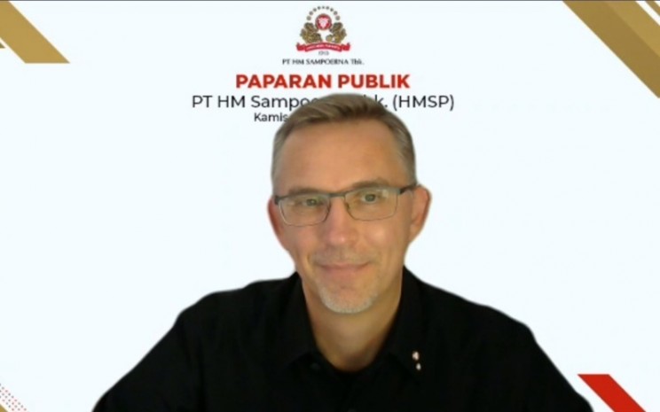 Presiden Direktur PT HM Sampoerna Tbk. (HMSP) Mindaugas Trumpaitis saat paparan publik, Kamis (9/9 - 2021). Bisnis/Dwi Niken Tari.