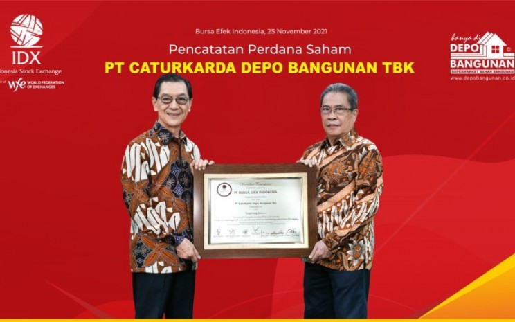 Seremoni pencatatan saham PT Caturkarda Depo Bangunan Tbk. (DEPO) pada 25 November 2021. - Istimewa