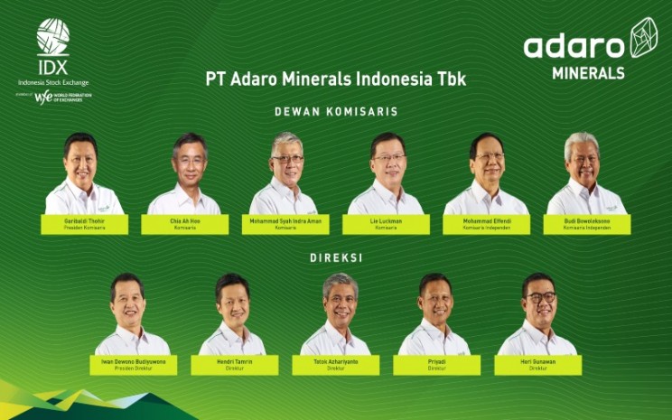 Jajaran komisaris dan direksi PT Adaro Minerals Indonesia Tbk. (ADMR), perusahaan pertama yang listing di Bursa Efek Indonesia pada 2022, tepatnya pada Senin (3/1 - 2022). Istimewa