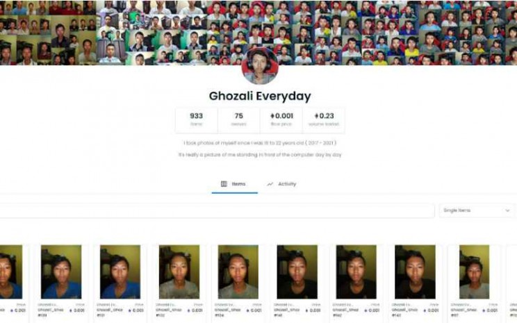 Akun OpenSea milik Ghozali Everyday yang tengah viral di media sosial - Twitter/Ghozali_Ghozalu.