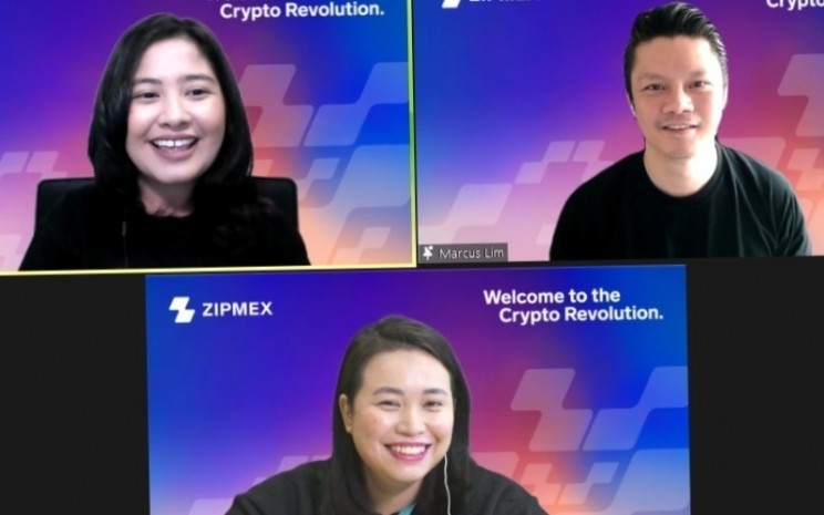 CEO dan Co-Founder Zipmex, Marcus Lim (kanan atas) dan Siska Lestari, Head of Growth Zipmex Indonesia (bawah) dalam acara peluncuran kampanye Crypto Revolution pada Rabu (16/3 - 2022)