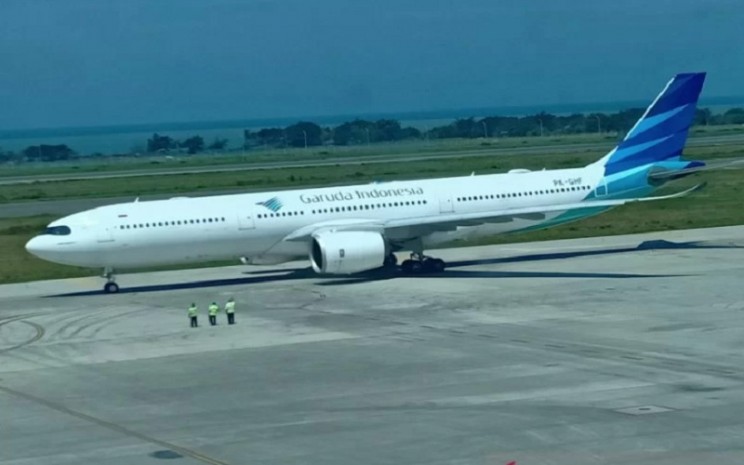 Pesawat Garuda Indonesia di Bandara Internasional Yogyakarta. - Antara