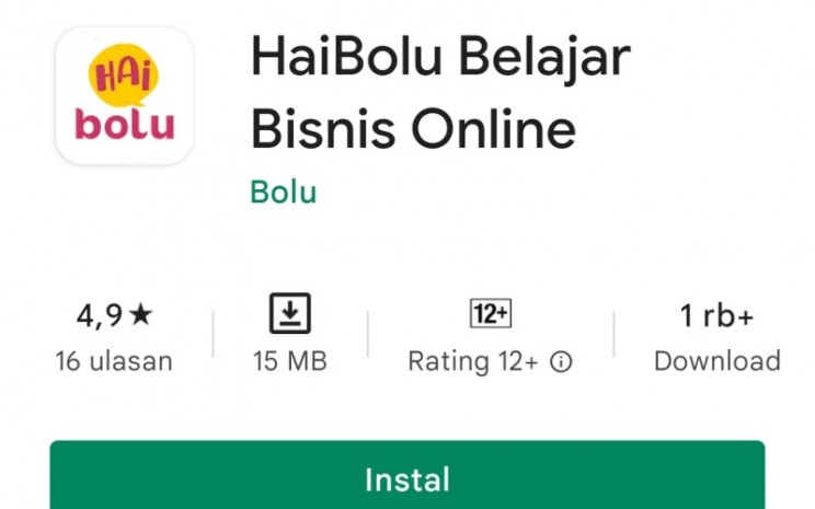Tangkapan layar aplikasi Bolu di google playstore. PT Bukalapak.com Tbk. (BUKA) mengakuisisi startup Bolu (Belajar Online Yuk).