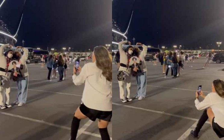 Luna Maya diminta jadi tukang foto ARMY saat nonton konser BTS di Las Vegas - Twitter@yoonxpjm