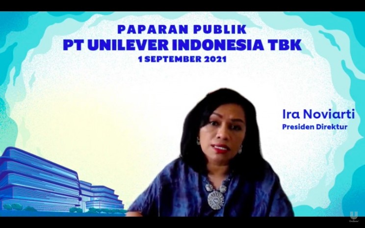 Presiden Direktur PT Unilever Indonesia Tbk. (UNVR) Ira Noviarti dalam paparan publik perseroan, Rabu (1/9/2021). - Dwi Nicken Tari