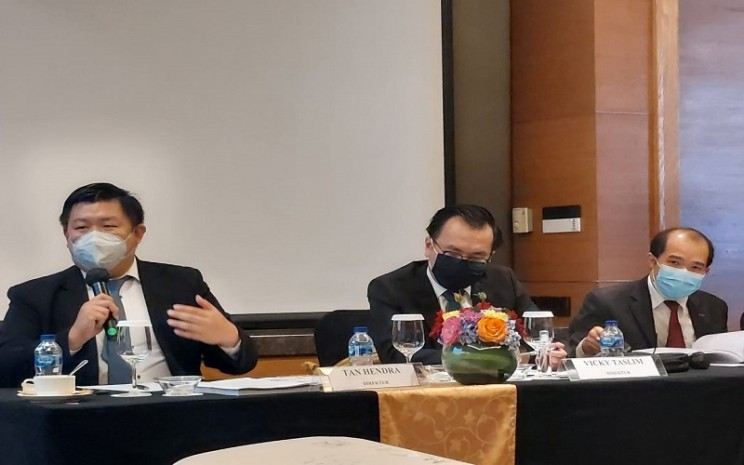 Direksi Panca Budi Idaman (PBID) saat konferensi pers usai Rapat Umum Pemegang Saham Tahunan (RUPST) pada Kamis (12/5/2022) - Bisnis/Annisa Saumi. 