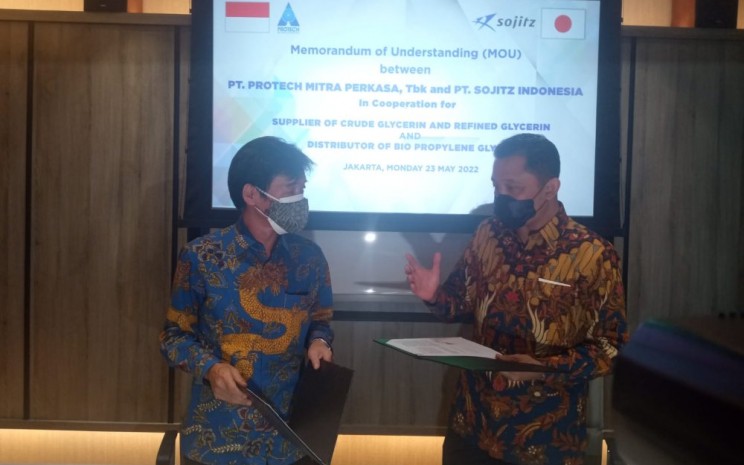 PT Protech Mitra Perkasa Tbk . (OASA) berkomitmen menggelontorkan investasi US50 juta atau sekitar Rp730 miliar untuk mengembangkan pabrik Bio Propylene Glycol (Bio PG) pertama di Indonesia.