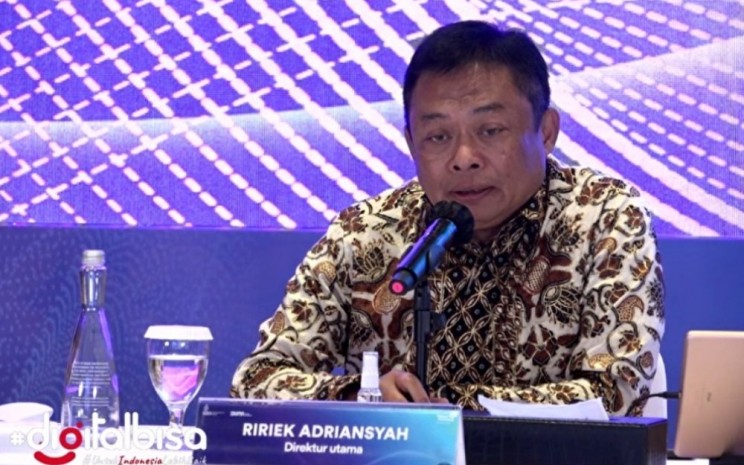 Direktur Utama Telkom Ririek Adriansyah dalam paparan publik setelah PT Telkom Indonesia (Persero) Tbk. (TLKM) menyelenggarakan Rapat Umum Pemegang Saham Tahunan (RUPST) di Jakarta, Jumat (27/5 - 2022).