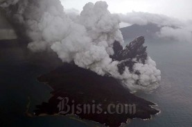 Gunung Anak Krakatau Erupsi, Semburkan Abu Vulkanik…