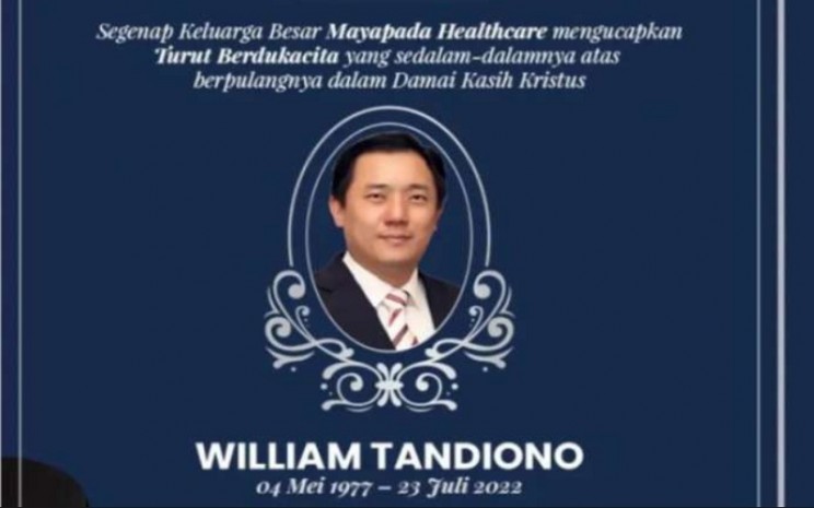 Profil William Tandiono, Menantu Dato Sri Tahir yang Meninggal Dunia di Usia Muda 